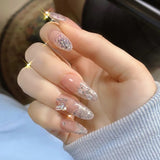 Popxstar Spring Centerpiece Ideas Short Square Acrylic Nails Spring Dip Nails 24pcs Rhinestone Design Fake Nails Shiny Bridal Women Lady Party Nail DIy Decorations Press On Nail Tips False Nail Patch