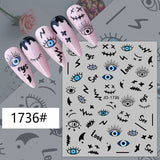 Popxstar Nail Art Stickers Water Decals Eyes Stripe Nail Art Decorations for Manicure Accessories Press on Nails Foil Stickers and Decals
