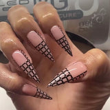 Popxstar 24Pcs False Nails With Glue Almond Pink Butterfly Design Detachable Rhinestones Acrylic Fake Nails long stiletto Press On Nails
