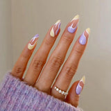 Popxstar 24pcs/Box False Nails Almond Coffee Color Design Artificial Ballerina Fake Nails With Glue Full Cover Nail Tips Press On Nails