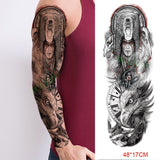 Popxstar Teenagers over Knee Tattoo Men Small Men's Tattoos Waterproof Temporary Tattoo Sticker Anubis Ancient Egypt Dog Roma Clock Eye Full Arm Fake Tatto Flash Tatoo Sleeve for Men Women