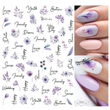 Popxstar black Glue Stickers Spring Summer Daisys Sunflowers Nail Decals Decoration For Nail Art Manicure Beauty