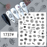 Popxstar Nail Art Stickers Water Decals Eyes Stripe Nail Art Decorations for Manicure Accessories Press on Nails Foil Stickers and Decals