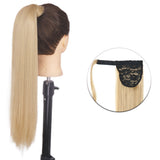 Popxstar Synthetic Corn Wavy Long Ponytail  Hairpiece Wrap on Clip Hair Extensions Ombre Brown Pony Tail Blonde Fack Hair