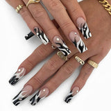 Popxstar Spring Centerpiece Ideas Short Square Acrylic Nails Spring Dip Nails  24pcs/box Fake Nails With Design Tai Chi White Black Full Cover Acrylic Press On Fake Nails Sets With Glue Long Artifical Nails