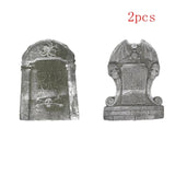 Popxstar 4pcs Horror Skull Foam Fake Tombstone Halloween Outdoor Ornaments Happy Halloween Party Decoration Props Haunted House Decors
