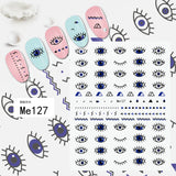 Popxstar Nail Art Stickers Water Decals Eyes Stripe Nail Art Decorations for Manicure Accessories Press on Nails Foil Stickers and Decals