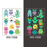 Popxstar Halloween Tattoo for Children Glowing Dark Taty Waterproof Fake Luminous Tattoo Stickers Body Art Cartoon Tattoo 105*60 Mm