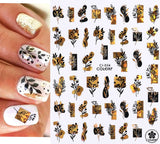 Popxstar Nail Art Stickers Water Decals Eyes Stripe Nail Art Decorations for Manicure Accessories Press on Nails Foil Stickers and Decals