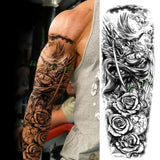 Popxstar Teenagers over Knee Tattoo Men Small Men's Tattoos Waterproof Temporary Tattoo Sticker Anubis Ancient Egypt Dog Roma Clock Eye Full Arm Fake Tatto Flash Tatoo Sleeve for Men Women