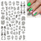 Popxstar Back Glue Nail Stickers Transparent White Black Florals Butterflys Decals For Nail Art Manicure Beauty Decoration