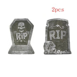 Popxstar 4pcs Horror Skull Foam Fake Tombstone Halloween Outdoor Ornaments Happy Halloween Party Decoration Props Haunted House Decors