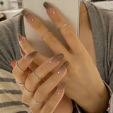 Popxstar spring centerpiece ideas short square acrylic nails spring dip nails 24pcs Mid Length Fake Nails Ballet Removable Wear Full Cover Coffin Artificial Manicure Patch False Nail Tips with Glue