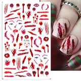 Popxstar 3D Nail Stickers Decals Black Snake Blood Scratches Clown Halloween Eyes Tattoo Slider Design Winter Manicure Decoration SAF792