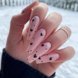 Popxstar  spring dip nails 24pcs Ballet Line Fake Nail Art Detachable Long Ballerina False Nails with Design Wearable Reusable Nails Full Cover Nail Tips