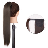 Popxstar Synthetic Corn Wavy Long Ponytail  Hairpiece Wrap on Clip Hair Extensions Ombre Brown Pony Tail Blonde Fack Hair