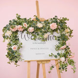 Popxstar 2M Silk Rose Peony Garland Artificial Flowers Eucalyptus Leaves Vines Plants for Wedding Arch Doorways Table Decor