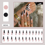 Popxstar spring centerpiece ideas short square acrylic nails spring dip nails  24pcs/box Fake Nails With Design Tai Chi White Black Full Cover Acrylic Press On Fake Nails Sets With Glue Long Artifical Nails