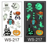 Popxstar Halloween Tattoo for Children Glowing Dark Taty Waterproof Fake Luminous Tattoo Stickers Body Art Cartoon Tattoo 105*60 Mm