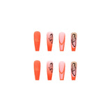 Popxstar 1Box Black Transfer Butterfly Nail Tips 24Pcs/Kit Tai Chi,Smile,Grimace Press On Fake Nails With Glue Long Coffin Wears Nail Tip