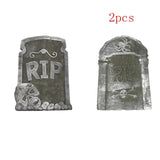 Popxstar 4pcs Horror Skull Foam Fake Tombstone Halloween Outdoor Ornaments Happy Halloween Party Decoration Props Haunted House Decors