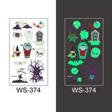 Popxstar Halloween Tattoo for Children Glowing Dark Taty Waterproof Fake Luminous Tattoo Stickers Body Art Cartoon Tattoo 105*60 Mm