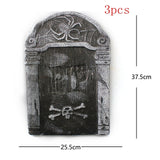 Popxstar 4pcs Horror Skull Foam Fake Tombstone Halloween Outdoor Ornaments Happy Halloween Party Decoration Props Haunted House Decors