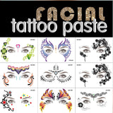Popxstar Disposable Face Waterproof Temporary Tattoo Stickers Halloween Face Stickers Eyebrows Eye Tattoo Flash Carnival Makeup Eye Decal