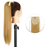Popxstar Synthetic Corn Wavy Long Ponytail  Hairpiece Wrap on Clip Hair Extensions Ombre Brown Pony Tail Blonde Fack Hair