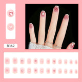 24Pcs Naked Pink French White Side False Nails Short Simple Nail Beauty Press on Fake Nails Full Cover Artificial Nails Tips