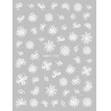 Popxstar Back Glue Nail Stickers Transparent White Black Florals Butterflys Decals For Nail Art Manicure Beauty Decoration