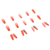 Popxstar 1Box Black Transfer Butterfly Nail Tips 24Pcs/Kit Tai Chi,Smile,Grimace Press On Fake Nails With Glue Long Coffin Wears Nail Tip