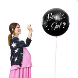 Popxstar Boy or Girl Gender Reveal Party Decoration 36'' Giant Black Latex Balloon Blue Pink Confetti Baby Shower Globos Supplies