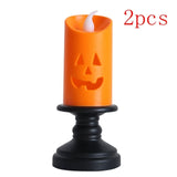 Popxstar Halloween LED Lights Horror Skull Ghost Holding Candle Lamp Happy Holloween Party Decoration for Home Haunted House Ornaments