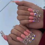Popxstar Spring Centerpiece Ideas Short Square Acrylic Nails Spring Dip Nails  24pcs/box Fake Nails With Design Tai Chi White Black Full Cover Acrylic Press On Fake Nails Sets With Glue Long Artifical Nails