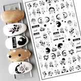 Popxstar Back Glue Nail Stickers Transparent White Black Florals Butterflys Decals For Nail Art Manicure Beauty Decoration