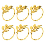 Popxstar 12Pcs Leaves Napkin Rings Buckle Gold Metal Napkin Holder for Christmas Wedding Birthday Party Dinner Table Decoration Supplies