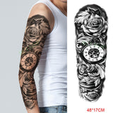Popxstar Teenagers over Knee Tattoo Men Small Men's Tattoos Waterproof Temporary Tattoo Sticker Anubis Ancient Egypt Dog Roma Clock Eye Full Arm Fake Tatto Flash Tatoo Sleeve for Men Women
