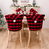 Popxstar New Year Christmas Grid Chair Cover Noel Santa Christmas Decorations for Home Navidad Xmas Ornament Dinner Table Decor