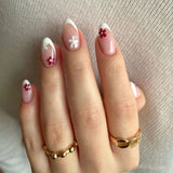 Popxstar 24pcs/Box False Nails Almond Coffee Color Design Artificial Ballerina Fake Nails With Glue Full Cover Nail Tips Press On Nails