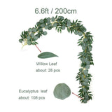 Popxstar Artificial Eucalyptus Leaves Garland with Willow Vines Twigs Leaves for Wedding Party Table Runner Greenery Garland Indoor