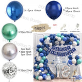 Popxstar Macaron Blue Balloon Garland Arch Kit Birthday Wedding Party White Grey Latex Gender Reveal Baby Shower Decoration Balloons