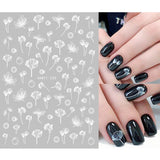 Popxstar Back Glue Nail Stickers Transparent White Black Florals Butterflys Decals For Nail Art Manicure Beauty Decoration