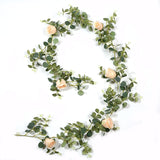Popxstar 2M Silk Rose Peony Garland Artificial Flowers Eucalyptus Leaves Vines Plants for Wedding Arch Doorways Table Decor