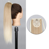 Popxstar Synthetic Corn Wavy Long Ponytail  Hairpiece Wrap on Clip Hair Extensions Ombre Brown Pony Tail Blonde Fack Hair
