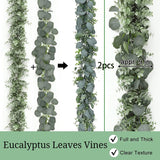Popxstar Artificial Eucalyptus Leaves Vines Eucalyptus Garland 6' Long Faux Silk RATTAN for Wedding Backdrop Arch Home Room Garden Decor