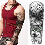 Popxstar Teenagers over Knee Tattoo Men Small Men's Tattoos Waterproof Temporary Tattoo Sticker Anubis Ancient Egypt Dog Roma Clock Eye Full Arm Fake Tatto Flash Tatoo Sleeve for Men Women