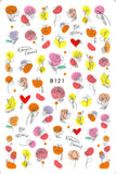 Popxstar black Glue Stickers Spring Summer Daisys Sunflowers Nail Decals Decoration For Nail Art Manicure Beauty