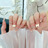 Popxstar Spring Centerpiece Ideas Short Square Acrylic Nails Spring Dip Nails 24pcs Rhinestone Design Fake Nails Shiny Bridal Women Lady Party Nail DIy Decorations Press On Nail Tips False Nail Patch