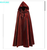 Popxstar Halloween Party Cosplay Woman Men Adult Long Hero Witchcraft Witchcraft Robe Hood Cloak Cosplay Satin Red Medieval Cloak